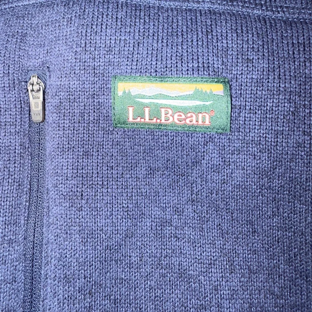 LL Bean Sweater Fleece Full Zip Jacket XL‎ Blue Heather Slightly Fitted 504938
